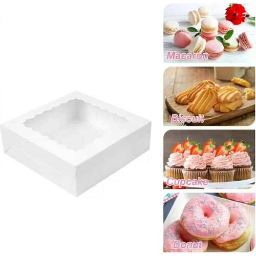 Scatole per biscotti multi-pezzo con finestra, scatole per dolcetti bianche, scatole per torte, scatole 2