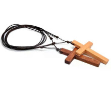MX001 Catholic Cross necklace Jesus Christ pendant Choker Retro Jewelry style Natural wood necklace