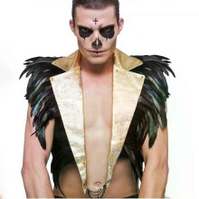 Chal de plumas naturales para hombre, capa de plumas para hombro, estilo victoriano, para cosplay, fiestas,