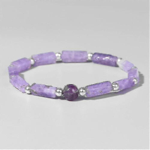 Pulsera de cuentas de amatista de piedra natural, pulsera retro rectangular de amatista combinable. 2