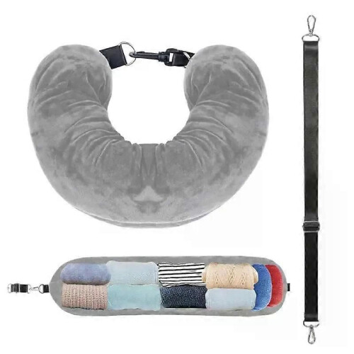 Cuscino da viaggio portatile per il collo, imbottito, per abbigliamento, ricaricabile 2