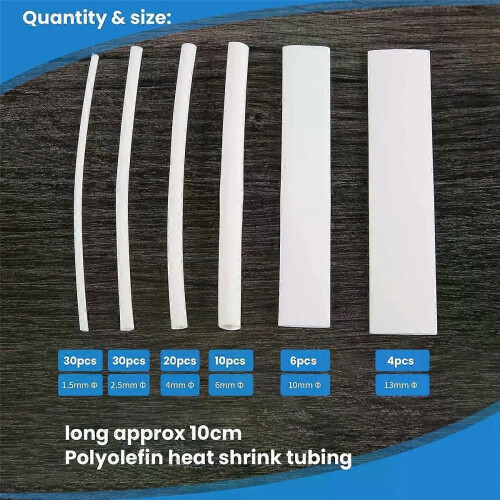 Lot de 100 tubes thermorétractables, couleur : blanc 2