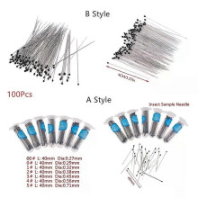 Neu 100PCS Nsect Pins Mit Kunststoff Box Probe Nadel Edelstahl Für Schule Labor Entomologie Körper