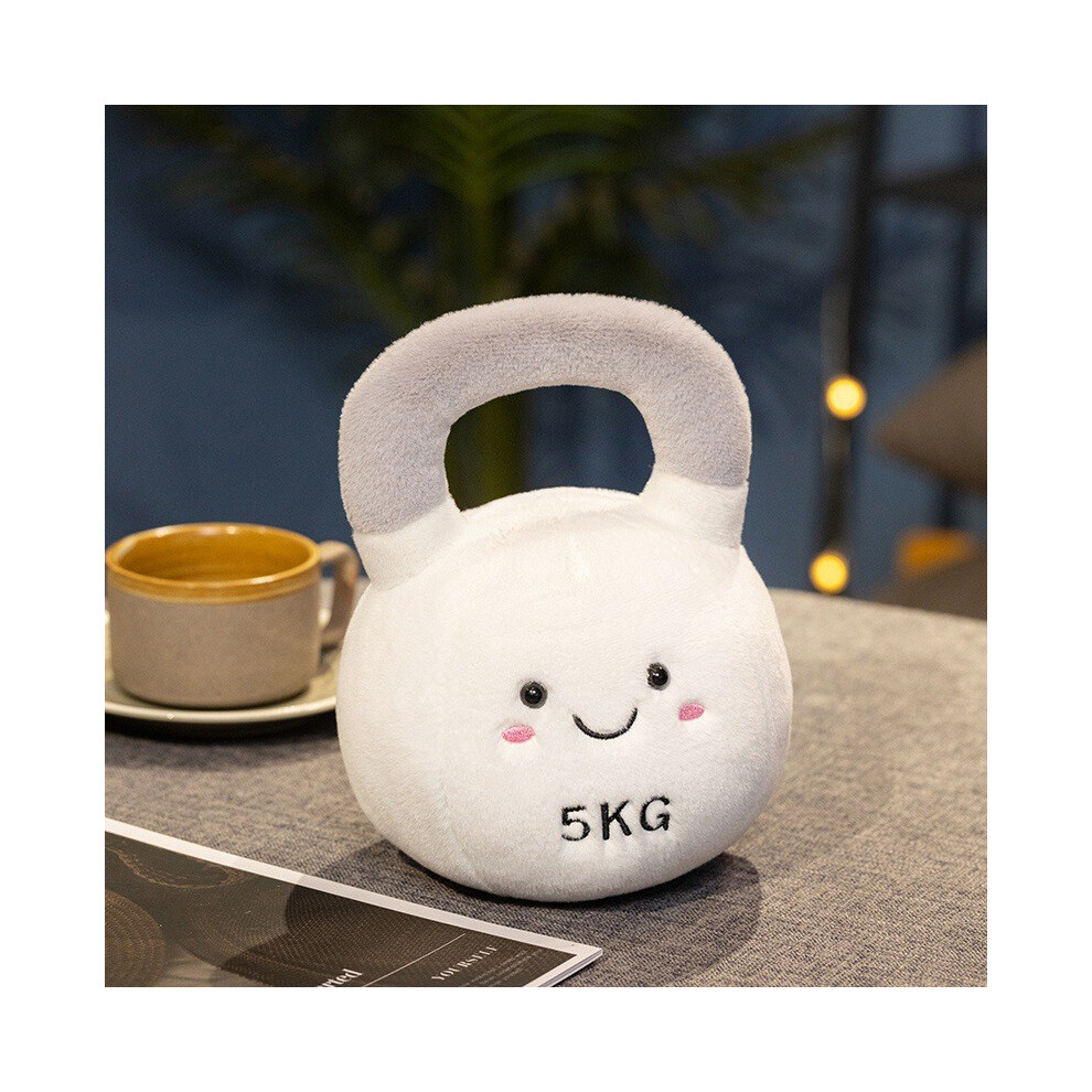 ( Kettlebell) Plush Kettlebell Dumbbell Toys Sports Equipment Stuffed Gift Decoration Doll White