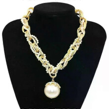 Nuova collana esagerata di perle grandi in lega, collana corta di alta qualità con catena a V, maglione