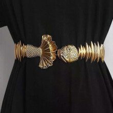 Nuevos cinturones de diseño para mujer, de alta calidad, de lujo, elásticos, dorados, de metal, con