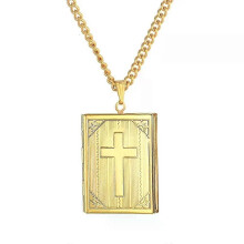 New Fashion Jesus Cross Locket Pendants Wholesale Gold Color Stainless Steel Cross Necklace For Women