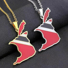 Nuova collana alla moda in acciaio inossidabile con mappa di Trinidad e Tobago per uomo e donna in stile