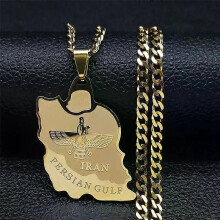New fashion stainless steel Iran map Ahura necklace Zoroastrian Iran cut Persian Empire collarbone chain