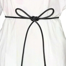 Ronde riem zonder gaten, nieuwe effen kleur, tailleketting, leren dunne riem, geknoopte tailleriem voor