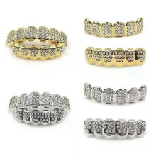 Nuovo stile Hip Hop Oro Argento Colore Ghiacciato CZ Denti Grillz Superiore Inferiore Uomo Donna Gioielli