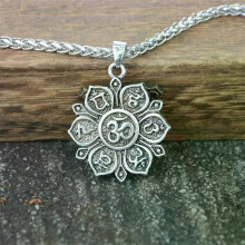 OHM OM AUM Yoga Lotus Flower Buddha Pendant Necklace For Women Religious Mandala Buddhism Jewelry