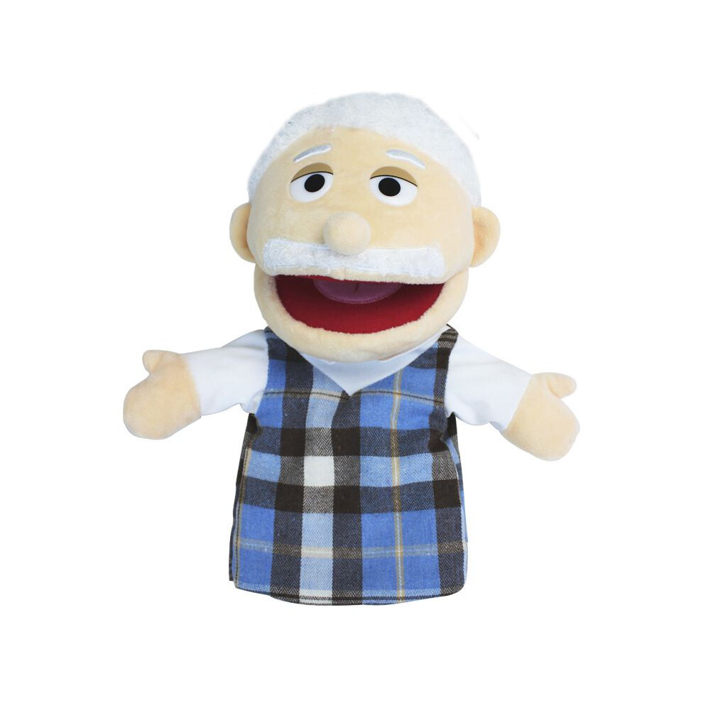 (Grandfather) Open Full Mouth Family Hand Puppet Plush Doll Toy Storytelling Supplies Party