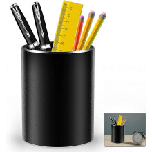 kantoor-, school-, thuis- en kinderpotloodpot, antislip siliconen bodem (zwart) 10 * 8 * 8 cm, één