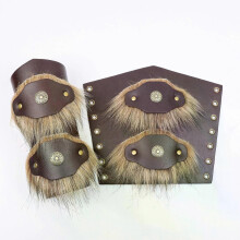New Medieval Retro Three-strap Adjustable Faux Fur Wrist Guard Knight Costume Accessories Arm Guard