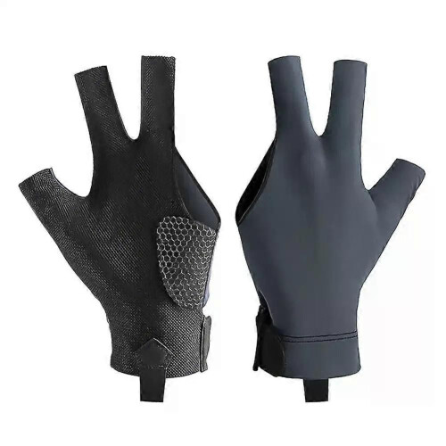 Open Finger Billiard Gloves Breathable Polyester Snooker Pool Gloves Adjustable Sticker Smooth Soft