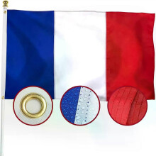 Buiten Franse vlag 3x5fts 90x150cm Geborduurd Duty Patchwork Nylon Genaaid Zoom Messing Ringen voor