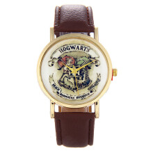 (Coffee) Potter Harry Hogwarts Analog Quartz Wrist Watch Wristwatches Fashion Leather