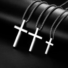 Nuova collana con ciondolo a croce in acciaio inossidabile per uomo e donna, gioielli minimalisti, collane