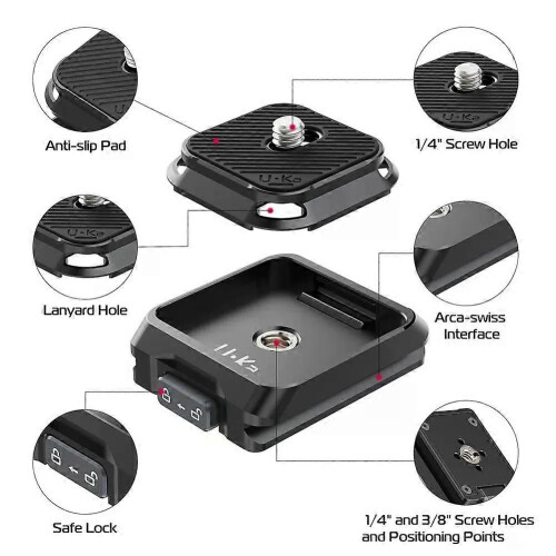 Nieuwe ULANZI UKA01 Camera Quick Release Plate Kit Arca/F38 Interface Plate Mount Quick Setup System 2