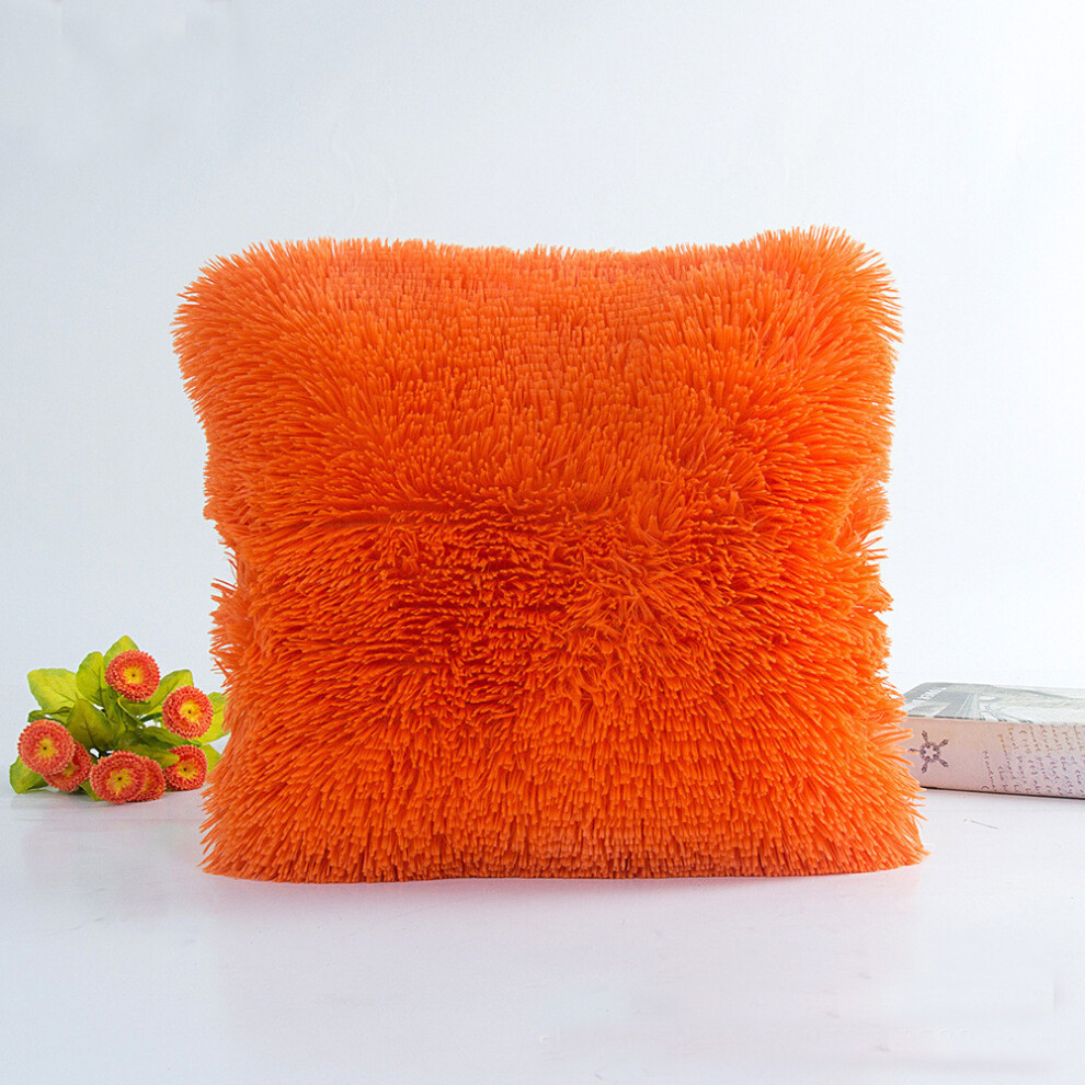 (Orange) Cushion Plush Cover Pillowcase Home Decor Bed Sofa Decorative Solid Gift Color