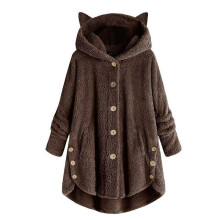 (Coffee, 5XL) Warm Winter Womens Fleece Hoodie Hooded Coat Ladies Casual Long Jacket Size Plus