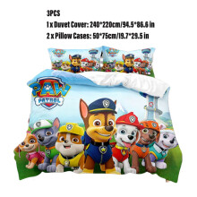 (240*220cm(3PCS))Paw Patrol Team 3D Beddengoed Enkel, Tweepersoons Kinderen Dekbedhoes en Kussensloop Set