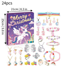 (Style A) Calendar Advent Christmas Blind Box Beaded Unicorn Girls Gift Jewelry Surprise