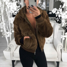 (Coffee, XL) Bear Teddy Womens Coat Jacket Winter Warm Hooded Fur Overcoat Outwear Fluffy