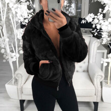 (Black, 2XL) Bear Teddy Womens Coat Jacket Winter Warm Hooded Fur Overcoat Outwear Fluffy