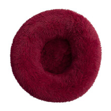 ( Wine Red, Dia.60cm/23.6in) Pet Cat Dog Calming Bed Beds Large Mat Comfy Puppy Washable Cushion Fluffy Plush