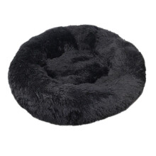 (Black, Dia.40cm/15.7in) Pet Cat Dog Calming Bed Beds Large Mat Comfy Puppy Washable Cushion Fluffy Plush