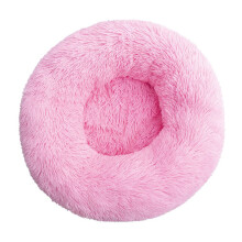 (Pink, Dia.40cm/15.7in) Pet Cat Dog Calming Bed Beds Large Mat Comfy Puppy Washable Cushion Fluffy Plush