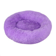 (Purple, Dia.40cm/15.7in) Pet Cat Dog Calming Bed Beds Large Mat Comfy Puppy Washable Cushion Fluffy Plush