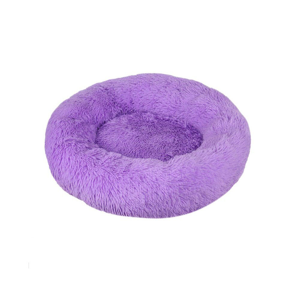 (, Dia.50cm/19.7In) Pet Cat Dog Calming Bed Beds Large Mat Comfy Puppy Washable Cushion Fluffy Plush Purple