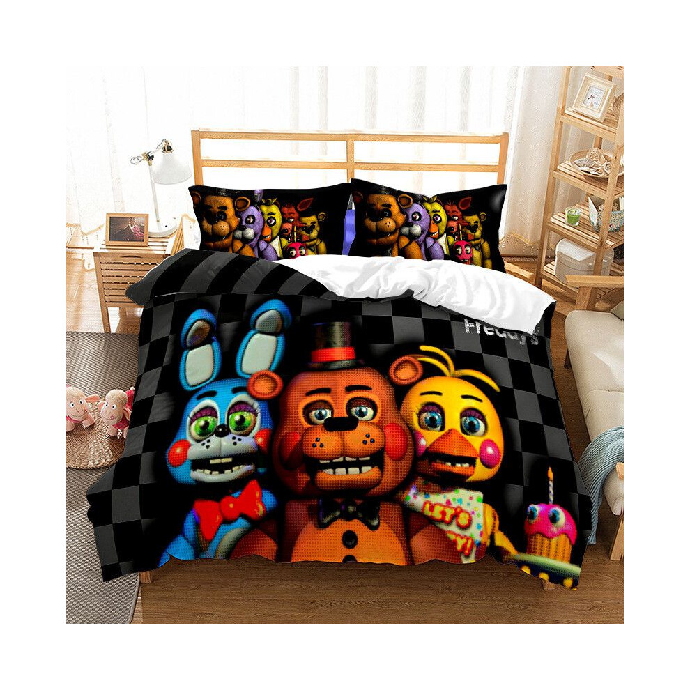 (Brown, EU-Single(2pcs):135×200cm) Five Nights At Freddys 3d Cartoon Luxury Bedding Set Duvet Pillowcase Set Cover