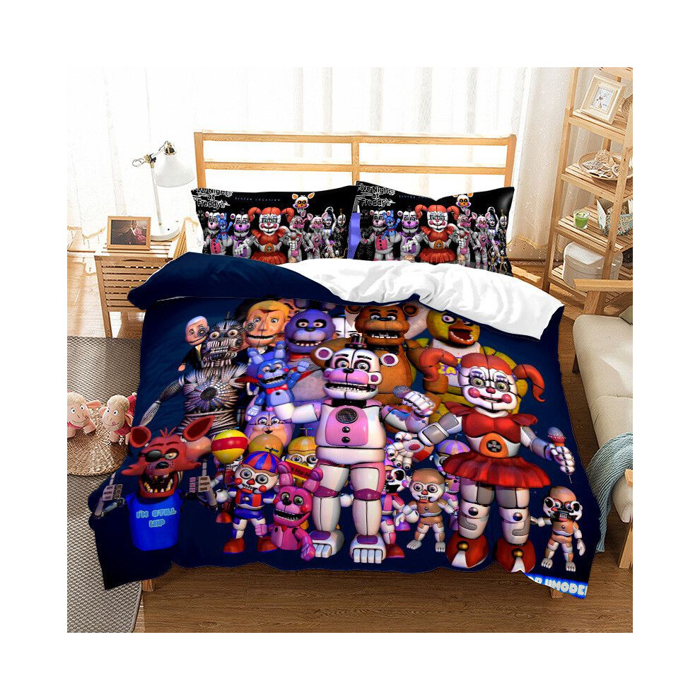 (Blue, EU-Single(2pcs):135×200cm) Five Nights At Freddys 3d Cartoon Luxury Bedding Set Duvet Pillowcase Set Cover