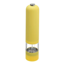 (Yellow) Electric Salt Abs Spice Herb Pepper Mill Grinder Kitchen With Light Gourmet