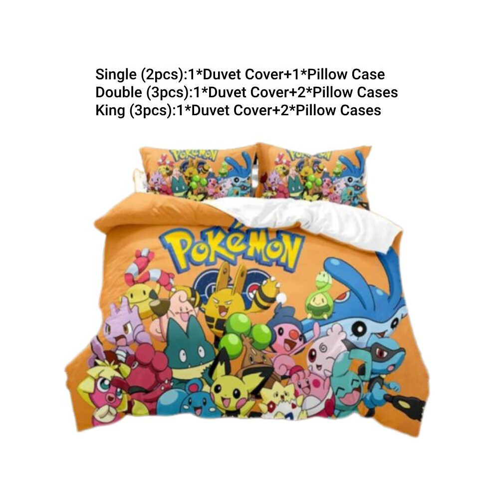 (Style B, Double(200*200cm)) Bedding Set Pikachu Single Double King Duvet Cover Pillowcases Cartoon Fans Kid