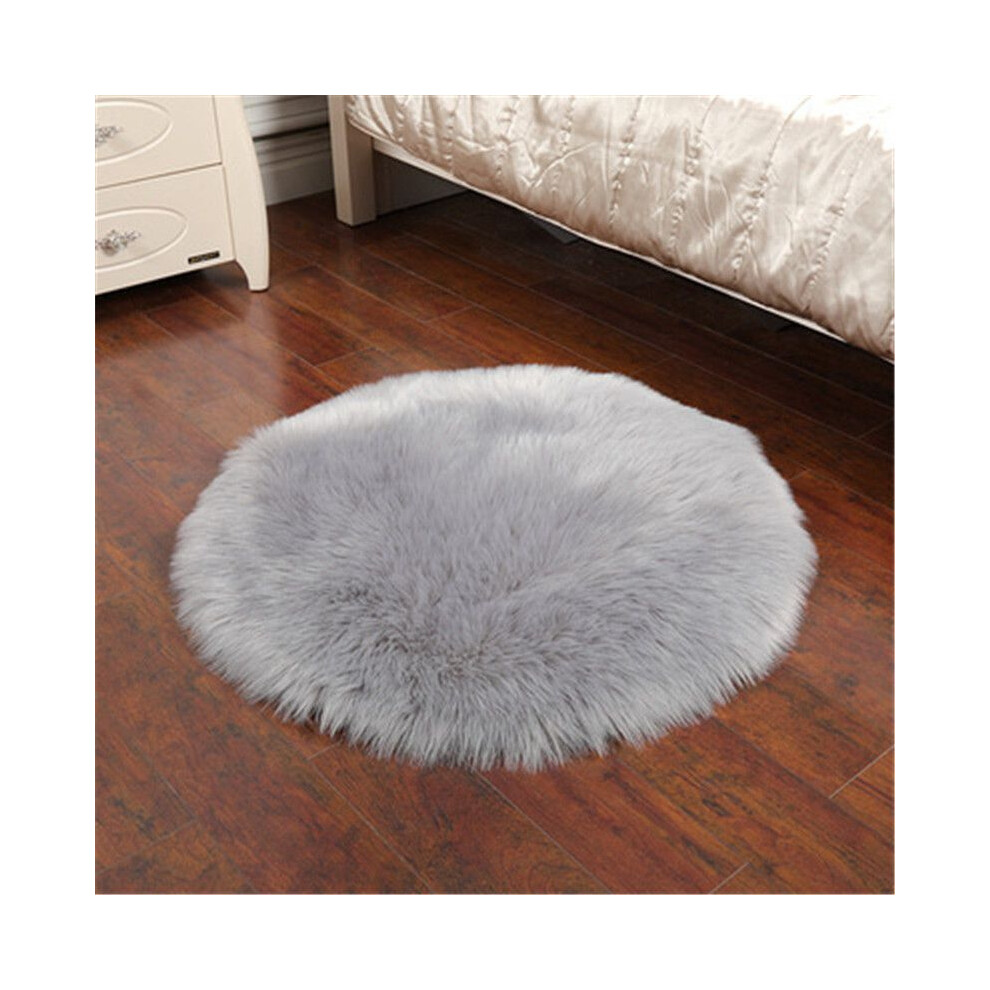 (-90Cm) Christmas 406090Cm Tree Skirt Round Fluffy Faux Fur Xmas Floor Decor Mat Cover Gray