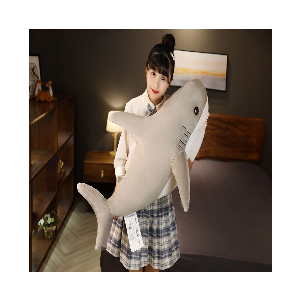 (, 60Cm) 154560Cm Shark Plush Pillow Sleep Reading Cushion Soft Animal Gift Kids Doll Gray