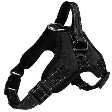 (Black, S) Adjustable Padded Soft Dog Vest Harnesses Chest Strap Training Outdoor Walking