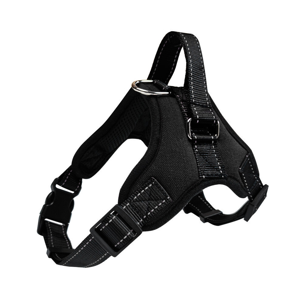 (Black, S) Adjustable Padded Soft Dog Vest Harnesses Chest Strap Training Outdoor Walking