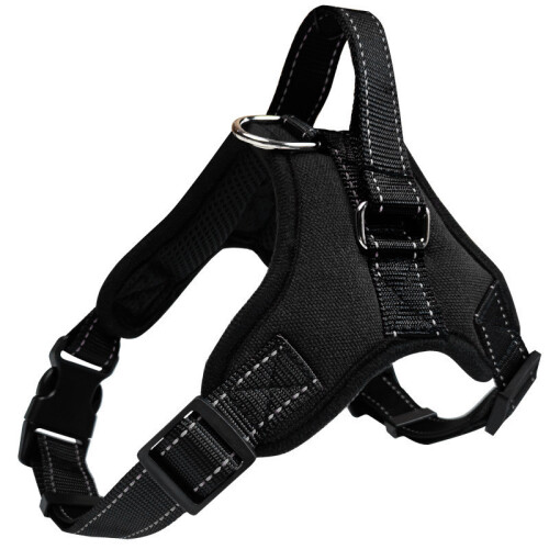 (Black, XS) Adjustable Padded Soft Dog Vest Harnesses Chest Strap Training Outdoor Walking