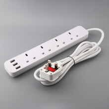 (USB) Electric Uk Plug Socket 3m Extension Lead Cable 13a Outlets Home Use Office