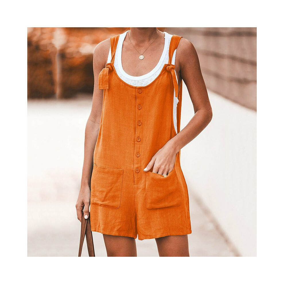 (Orange, 3XL) Womens Jumpsuit Sleeveless Dungarees Pocket Shorts Shorts Overalls Playsuit-image-OPC-PJF7VX9-NEW