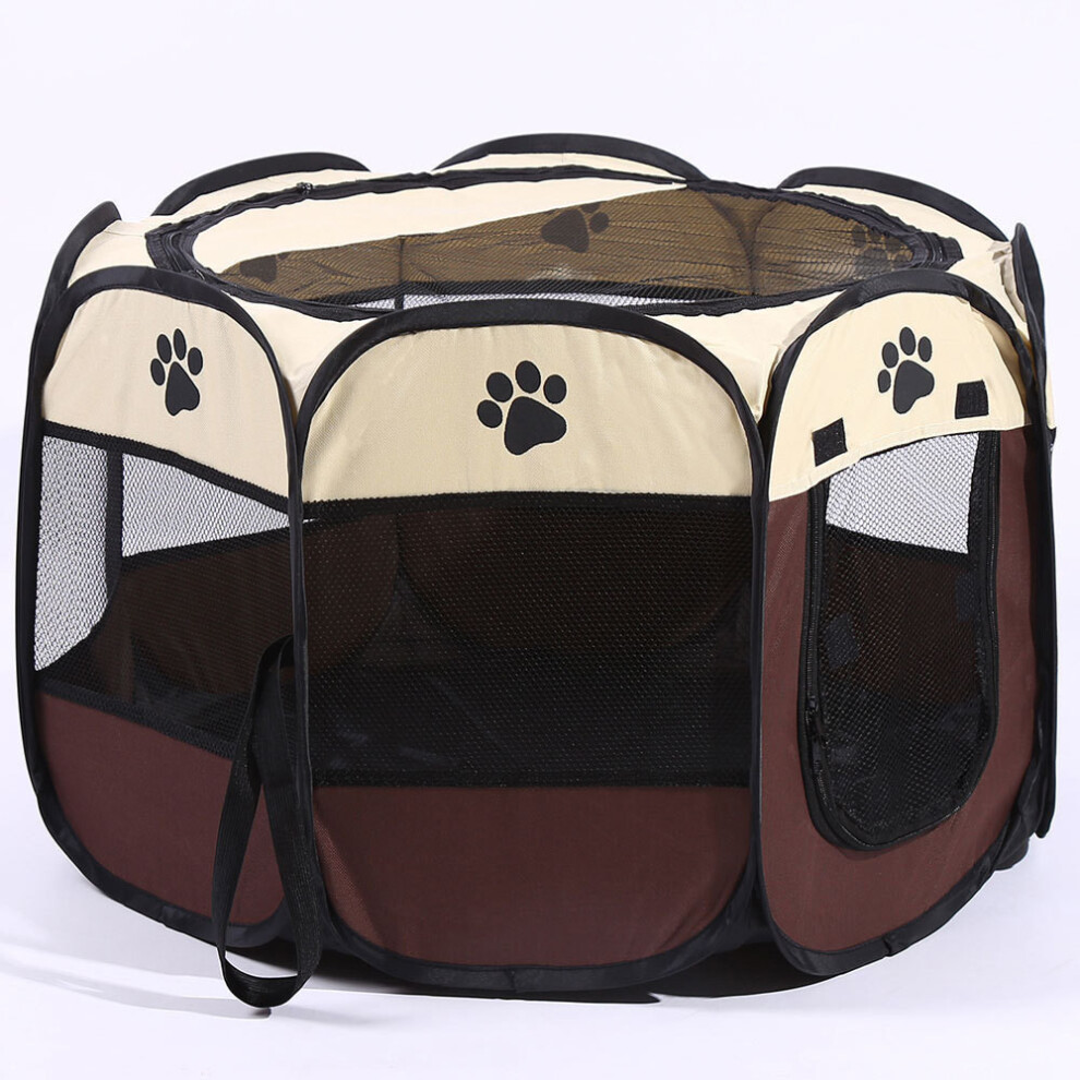 (Brown,S)Tente cage pour animaux de compagnie tissu respirant fonction de rangement chats chiot zone de fournitures de jeu