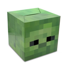 (Green Zombie)Minecraft Karton Kopfbedeckung Box Steve Creeper Enderman Maske Cosplay Kostüm