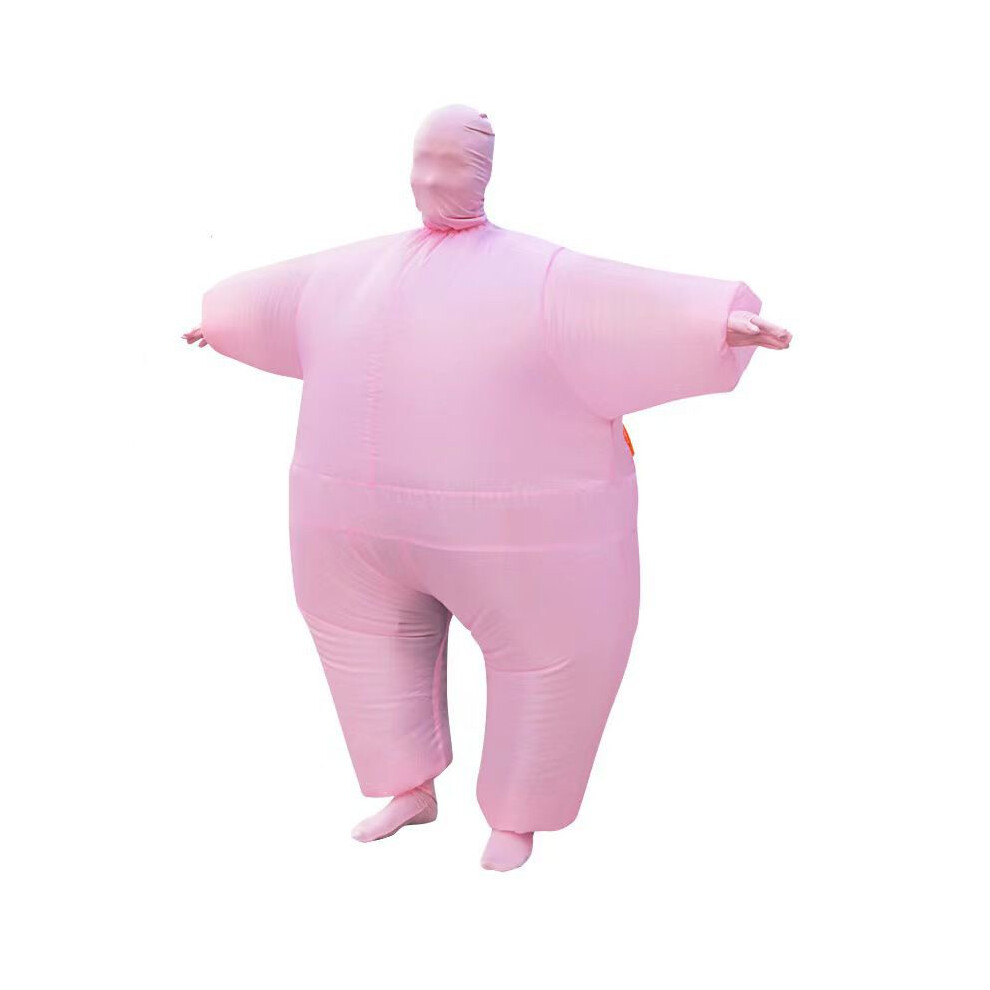 (Pink) Adult Inflatable Fat Suit Costume Chub Sumo Blow Up Costume Colorful Halloween