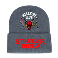 (Gray, Devil) Autumn Stranger Things4 Winter Warm Printing Knitted Wool Hat Men Women For